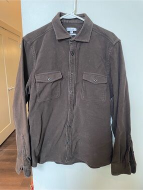 Reiss Brown Button-Front Shirt Jacket